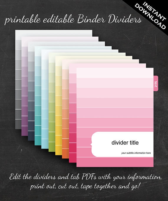 Binder Dividers - Printable Editable Rainbow Ombre Topic Immediate Obtain - Household Enterprise Office environment Business enterprise Clroom Homeschool image relating to Printable Binder Tabs known as Binder Dividers - Printable Editable Rainbow Ombre Concept Immediate Obtain - Dwelling Business Business enterprise Small business Clroom Homeschool