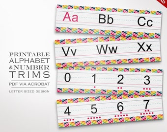 Classroom Decor Alphabet Trim - Printable Editable Numbers & Letter Bulletin Board Border - Class Decor  Class Decorations Teacher Resources