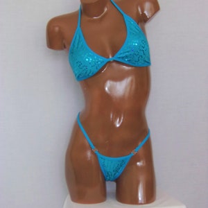 Sexy sequin thong bikini set A/B cup for exotic pole dancer costume