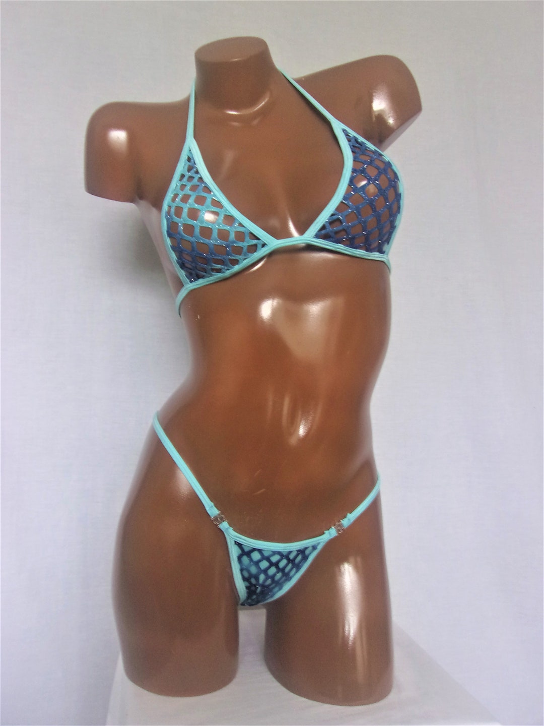 Thong Solid Color Sexy Mesh Cut Out Micro Bikinis