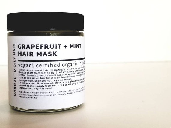 Grapefruit Mint Organic Hair Mask Coconut Avocado Etsy