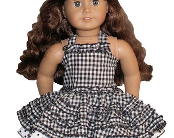 Black & White Gingham Polka Dot Dress fits 18" American Girl Size Doll