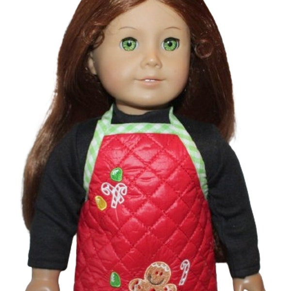 Red Christmas Gingerbread Apron fits 18" American Girl Size Doll