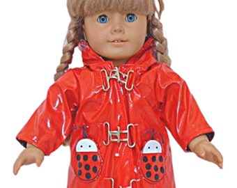 CLOSEOUT! Red Ladybug Hooded Raincoat Jacket fits 18" American Girl Size Doll