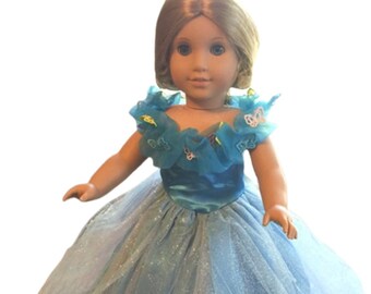 CLOSEOUT! Cinderella Sparkle Princess Dress & Tiara fits American Girl Size Doll