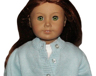 Light Blue or Pink Knit Cardigan Sweater fits 18" American Girl Size Doll