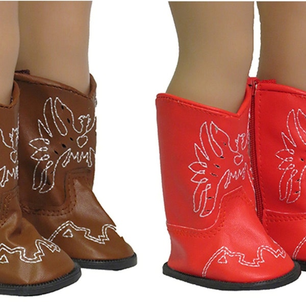 CLOSEOUT! Brown or Red Cowgirl Western Boots fit American Girl Size Doll