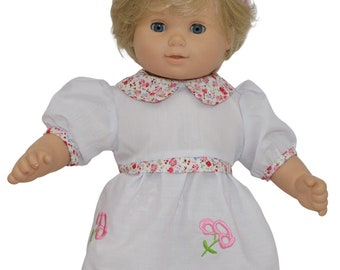 CLOSEOUT! White Dress w/Pink Flowers Pants & Headband fits 16" Bitty Baby Size Doll