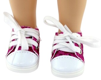 Berry Sequin Sneakers Tennis Skate Shoes fit 14" Wellie Wishers Size Doll