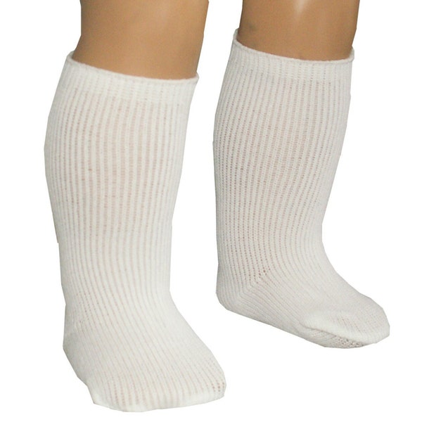 Thick White Knee-High Socks fit 18" American Girl Size Doll