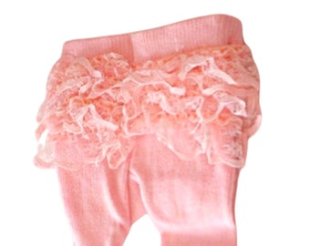 Light Pink Knit Rumba Ruffled Tights fit 15" 16" Bitty Baby Size Doll