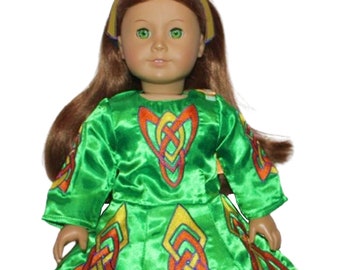 CLOSEOUT! Green Irish Celtic Dress Dance Costume fits 18" American Girl Size Doll