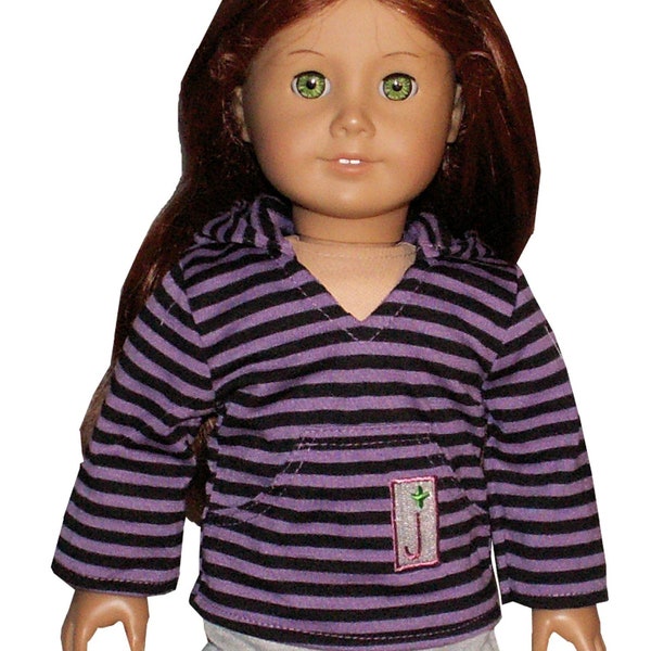 CLOSEOUT! Purple & Black Stripe Hoodie w/Gray Pants fit American Girl Size Doll