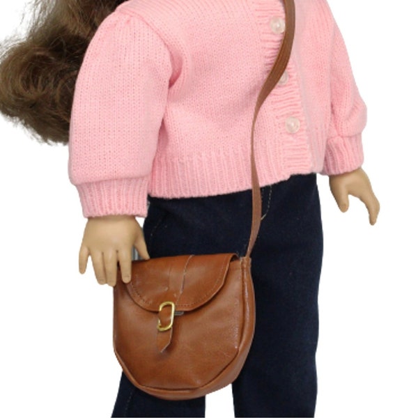 Brown Leather Shoulder Purse Handbag for 18" American Girl Size Doll