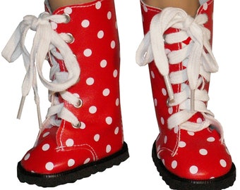 Red & White Polka Dot Boots fit 18" American Girl Sized Doll