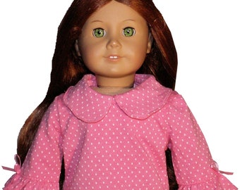 Pink Polka Dot Long Sleeve Tee Blouse fits 18" American Girl Size Doll