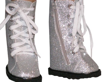 Holiday Silver Glitter High Tops Shoes Sneakers Boots fit 18" American Girl Size Doll