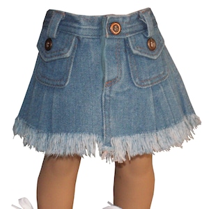 Frayed Light Blue Denim Skirt fits 18" American Girl Size Doll