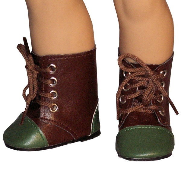 Colonial Pioneer Brown & Green Boots fit 18" American Girl Size Doll