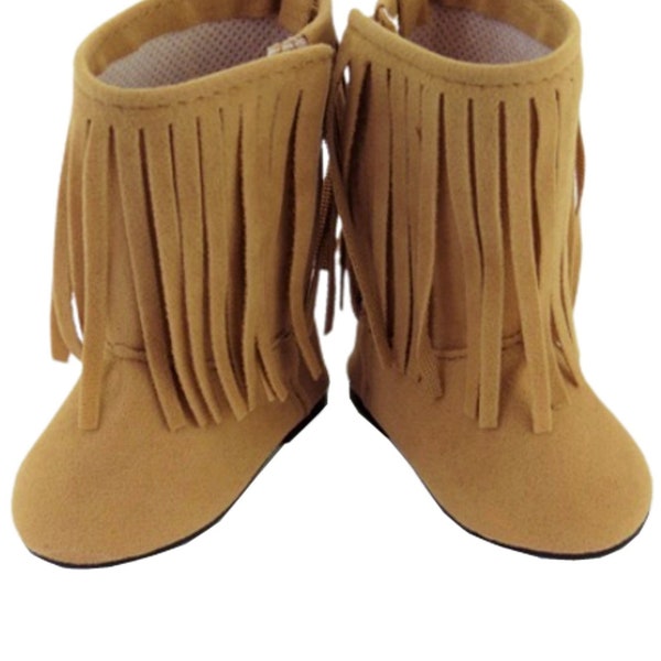 Tan Brown Suede Fringe Boots 18" American Girl Size Doll