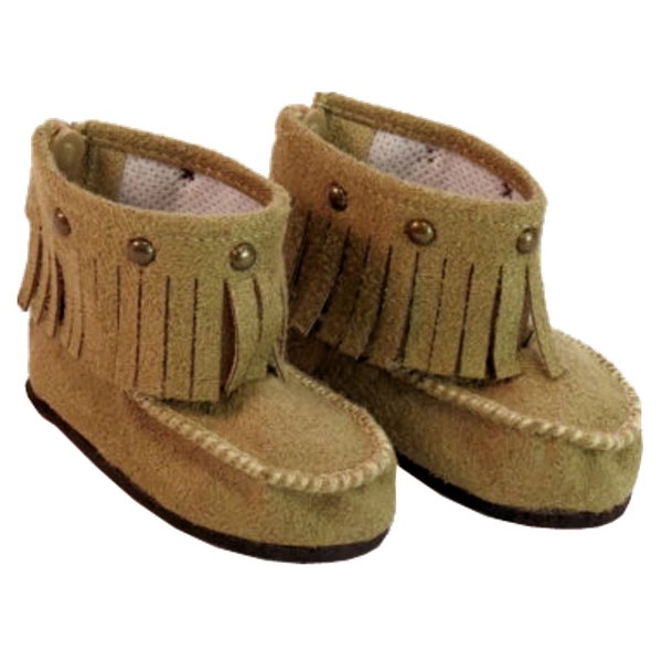 CLOSEOUT! Tan Brown Suede Fringe Moccasin Boots 18" American Girl Size Doll