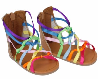 Gladiator-Style Knot Ribbon Sandals fit 18" American Girl Size Doll