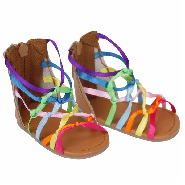 Gladiator-Style Knot Ribbon Sandals fit 18" American Girl Size Doll