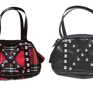 Black or Red Plaid Studded Purse Handbag for 18" American Girl Size Doll