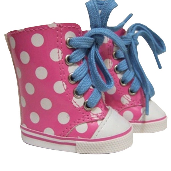 Pink Polka Dot High Tops Shoes Sneakers Boots fit 18" American Girl Size Doll