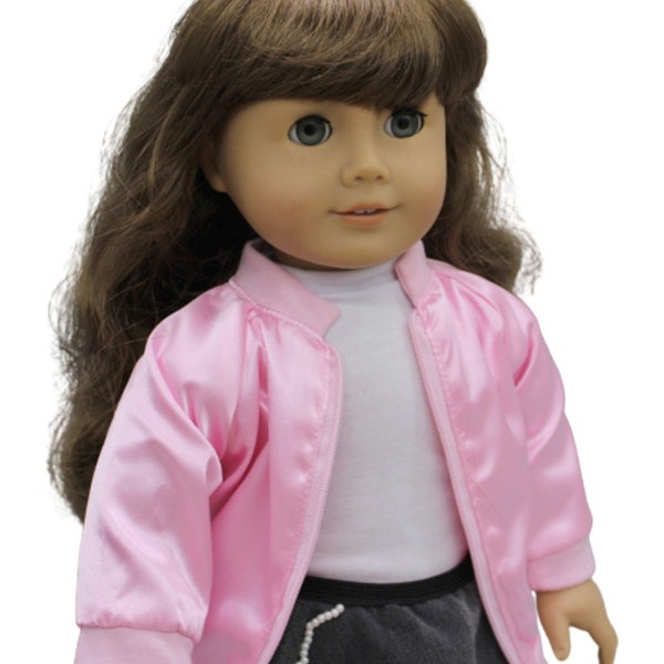 1950's Pink Ladies Satin Jacket fits 18" American Girl Size Doll