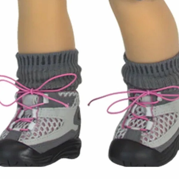 Gray & Pink Lined Outdoor Hiking Boots fit 18" American Girl Size Doll