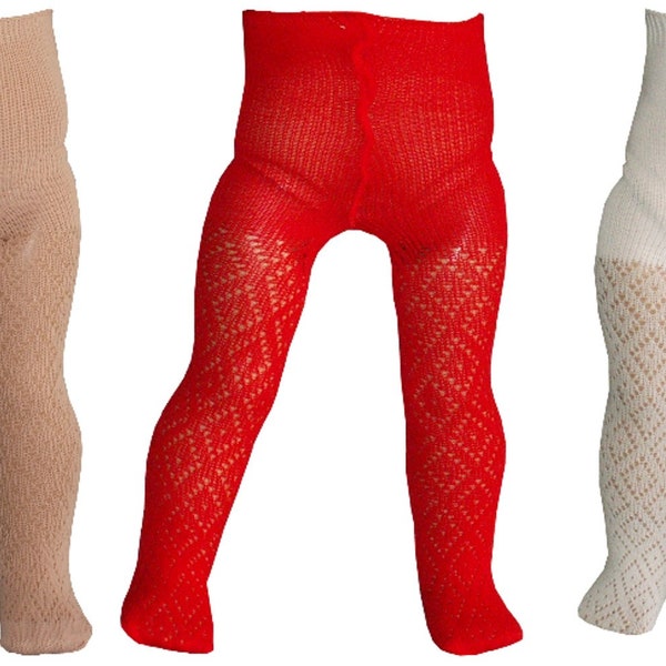 Beige Red or White Diamond Pattern Knit Tights fit 18" American Girl Size Doll