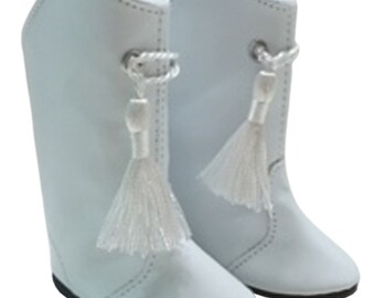 White Majorette Boots with Tassels fit 18" American Girl Size Doll