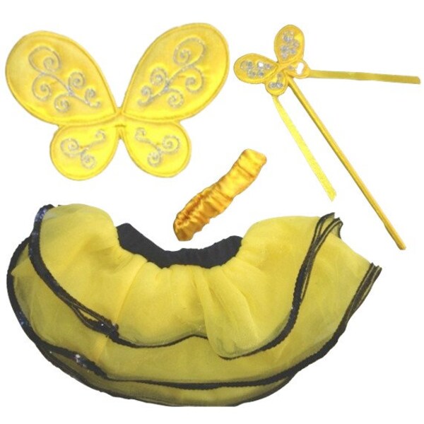 CLOSEOUT! Yellow Butterfly Fairy Costume TuTu Skirt fits American Girl Size Doll