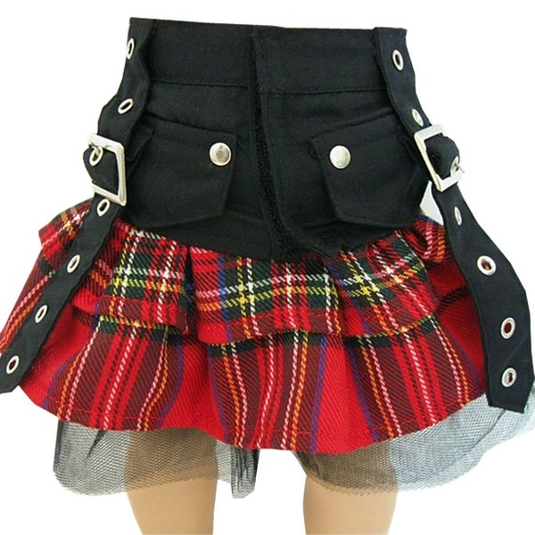 Punk Rocker Red Plaid Skirt fits 18" American Girl Size Doll