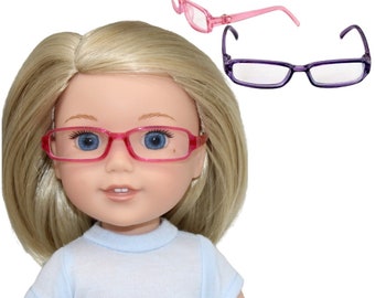 14.5" Wellie Wishers Size Doll Pink Purple Red or Black Glasses