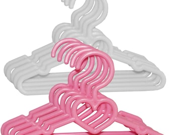 10 Count White or Pink Plastic Tubular Hangers Sized for 14" WellieWishers Doll