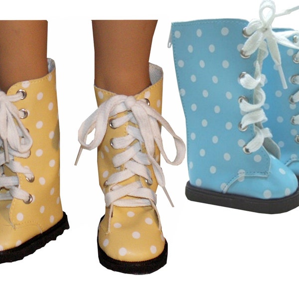 CLOSEOUT! Yellow & White or Blue Polka Dot Boots fit 18" American Girl Size Doll