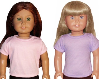Light Pink or Purple Tee Shirt fits 18" American Girl Size Doll