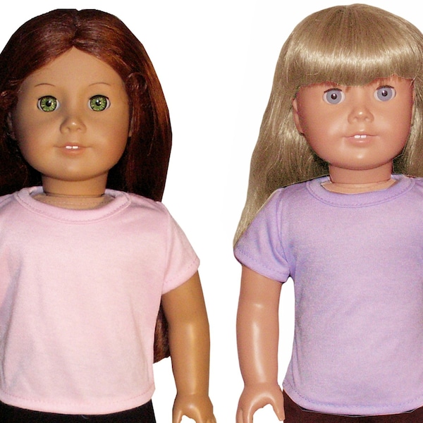 Light Pink or Purple Tee Shirt fits 18" American Girl Size Doll