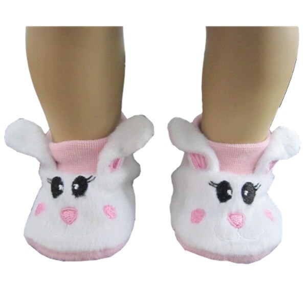 Easter Bunny Boot Slippers Shoes fit 18" American Girl & Bitty Baby Size Doll