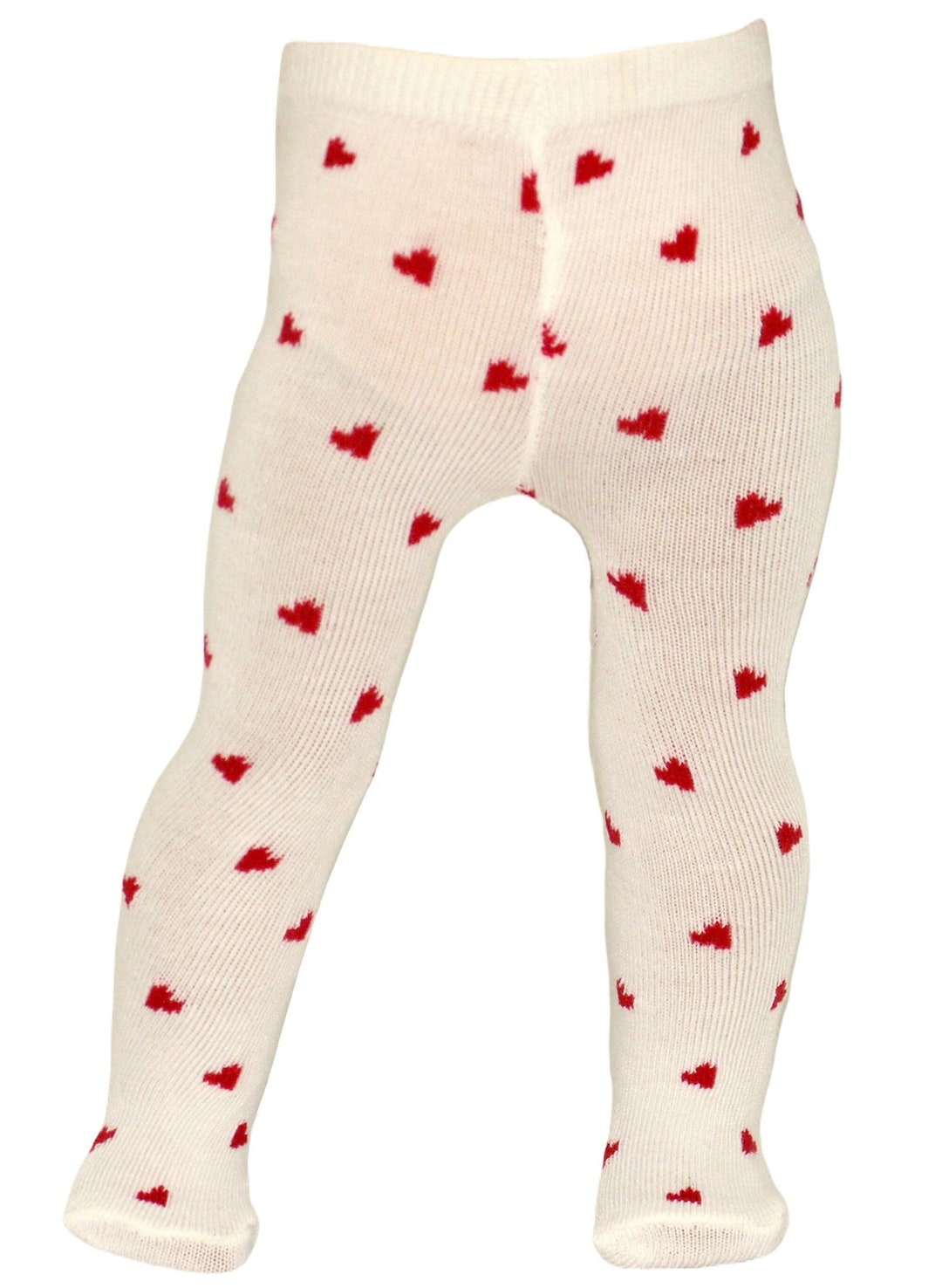 White Knit Tights With Red Hearts Fit 18 American Girl Size Doll Etsy