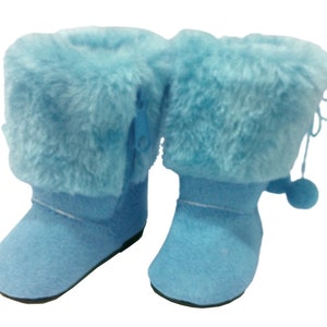 Furry boots shop with pom poms