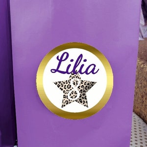 12 Cheetah Star Custom Name Favor Bags