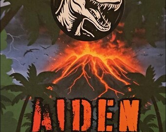 Bolsas personalizadas para regalos de fiesta de dinosaurios, bolsas personalizadas para dulces de cumpleaños jurásicos, bolsas de regalos para fiestas infantiles con nombre, recuerdos para fiestas temáticas de dinosaurios