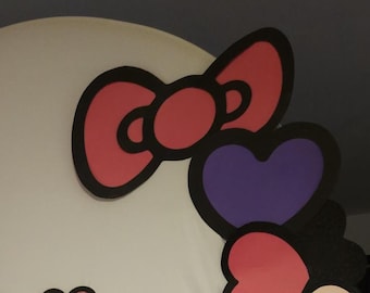 Lazo de Hello Kitty / Letrero de fondo / Lazo rosa de dibujos animados