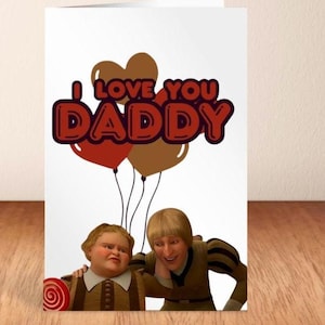 Tarjeta digital del Día del Padre de Shrek, tarjeta imprimible del Día del Padre, tarjeta "Te amo, papá"