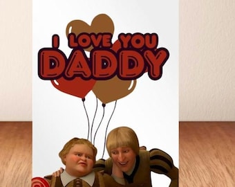 Tarjeta digital del Día del Padre de Shrek, tarjeta imprimible del Día del Padre, tarjeta "Te amo, papá"