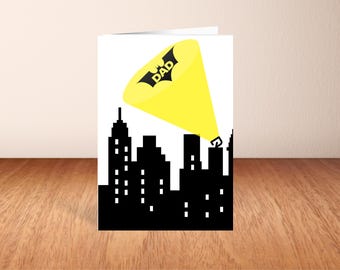 Tarjeta del Día del Padre de Héroe Oscuro, Tarjeta del Día del Padre Imprimible, Tarjeta de Murciélago