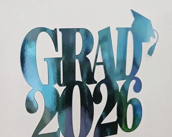 NEW* 2 Pack Chrome Metallic Grad Centerpieces 2026, Graduation Cut Outs, 2026 Tags, Custom Color Grad Decor, Graduation Party Gifts
